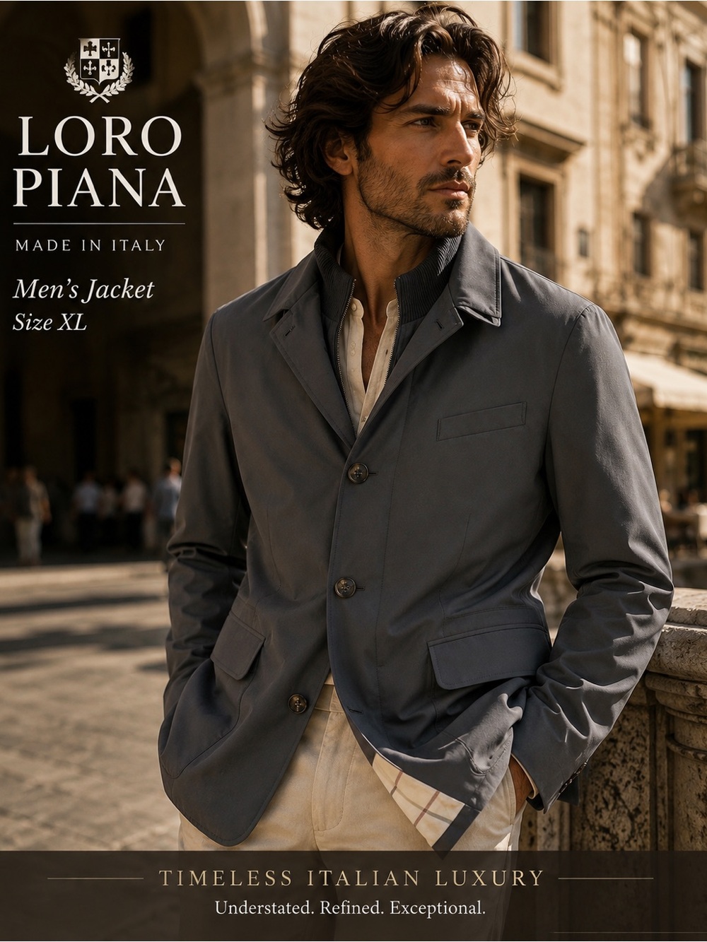 Loro Piana Storm System Italy Gray Rain & Wind Jacket XL Quiet Luxury